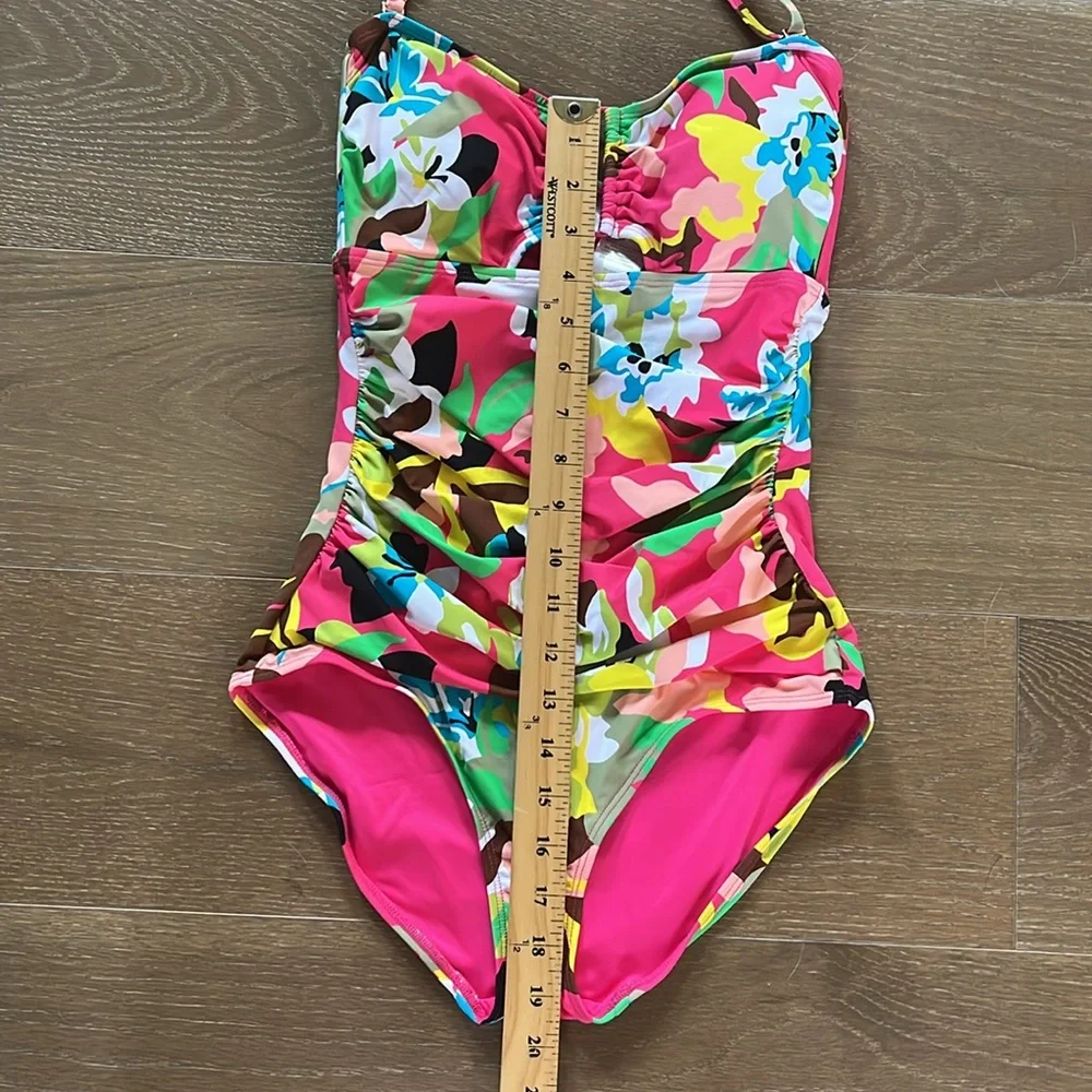 NWT Anne Cole Floral Sweetheart Ruched One Piece Swimsuit size 6